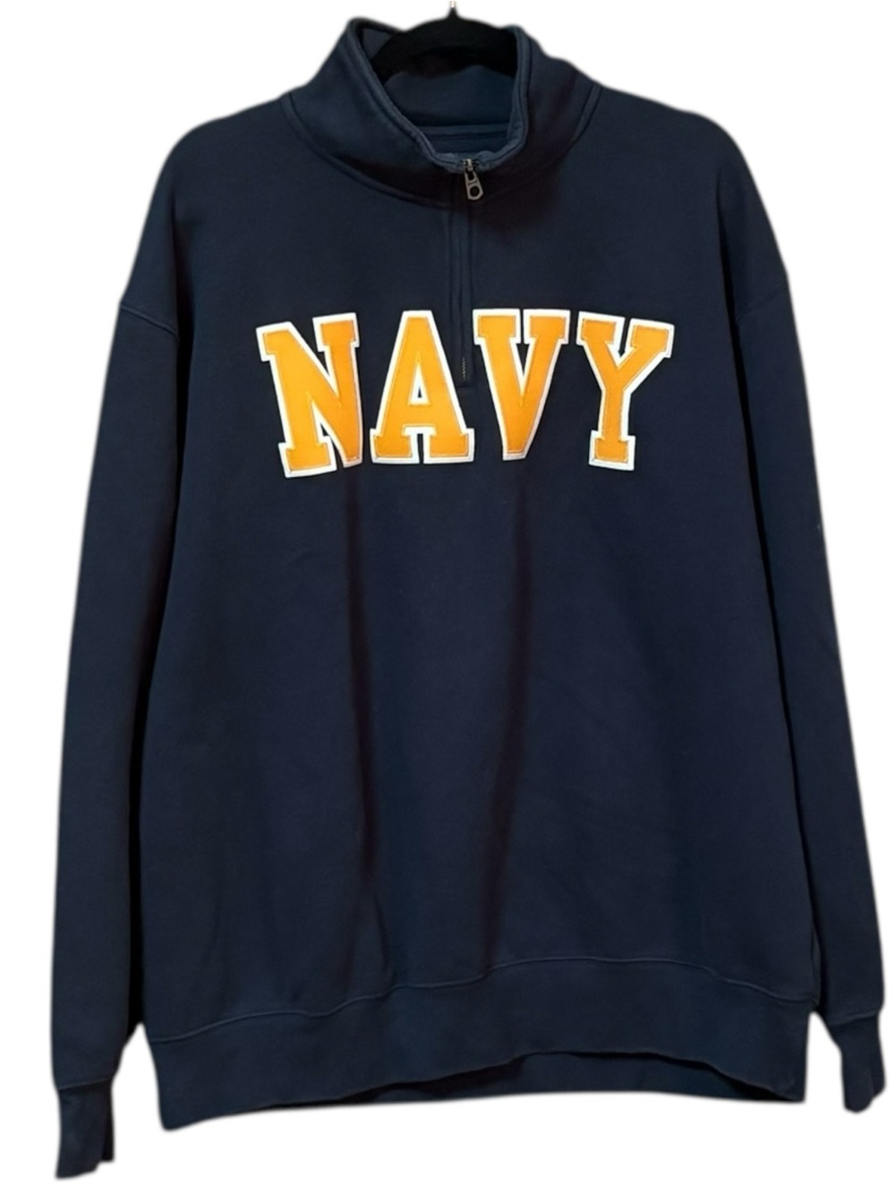 Jansport Navy Blue Quarter-Zip Sweatshirt with 'NAVY' Applique